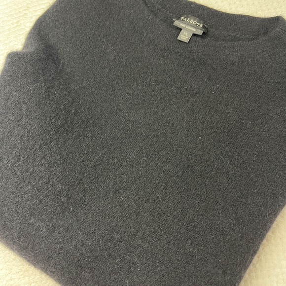 Talbots Pure Cashmere Crew Neck Sweater Black Womens XLi - Picture 1 of 7